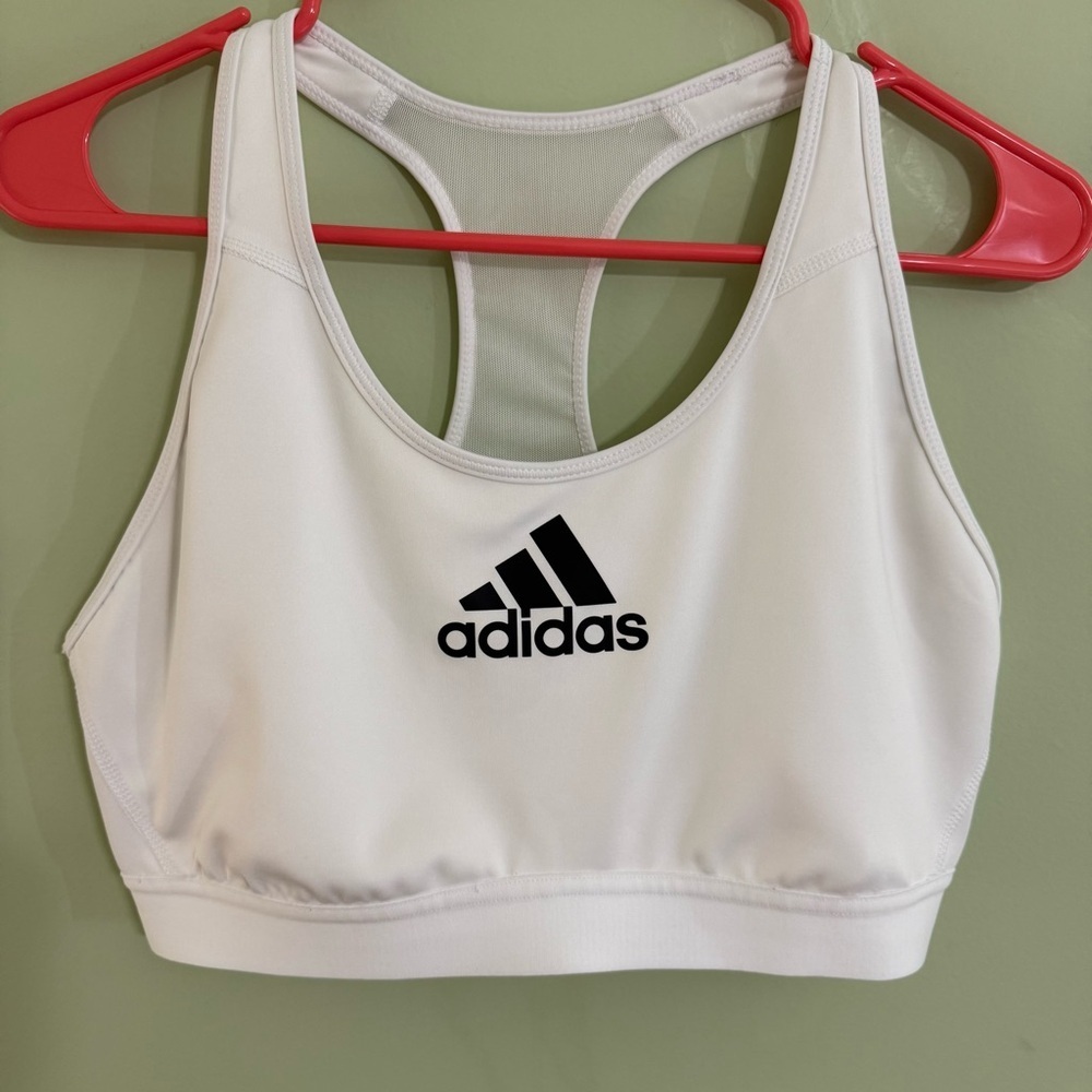 Adidas White Performance Sports Bra BAND IS 28 INCHES SIZE SMALL